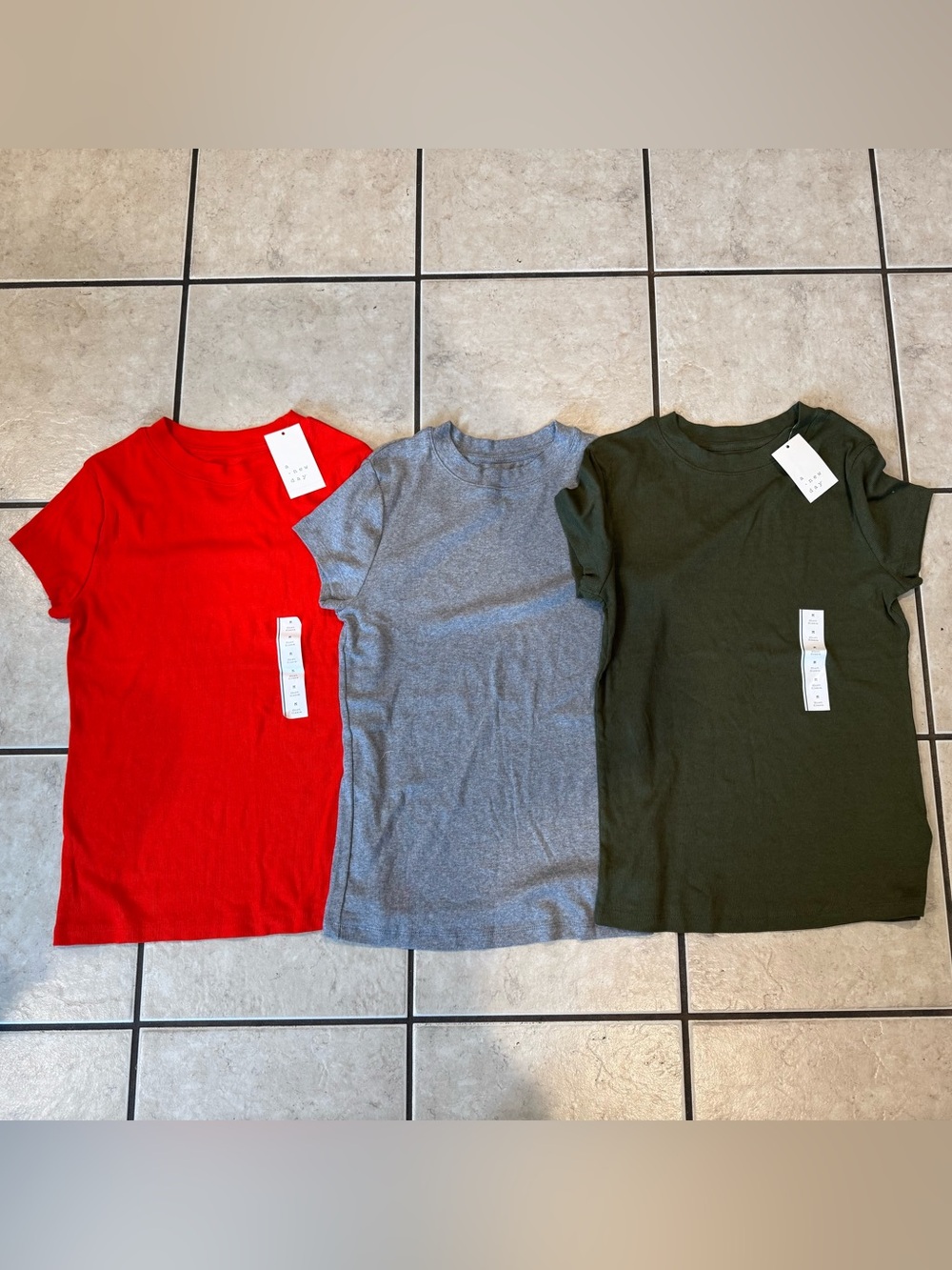 Woman’s Crew Neck T-Shirt - Red, Gray, Olive